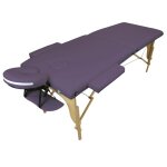 Table de massage pliante 2 zones en bois avec panneau reiki + accessoires et housse de transport - violet ...