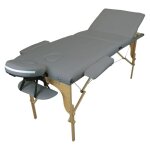 Table de massage pliante 3 zones en bois avec panneau reiki + accessoires et housse de transport - gris ...
