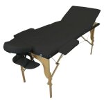 Table de massage pliante 3 zones en bois avec panneau reiki + accessoires et housse de transport - noir ...