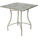 Table mosaque - no disponible - modle bistro - 78 x 78 x 77 cm - fer et pierre - extrieur