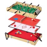 Table multi jeux 4 en 1 - babyfoot barres tlescopiques - billard - ping pong - hockey