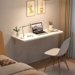Table murale pliable supfine - blanc - 80x50cm - aspect bois - cuisine