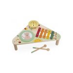 Table musicale en bois leo le lionceau bebe - 3 activites instruments : tambour cymbale xylophone - jouet ...