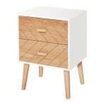 Table de chevet - homcom - chiffonnier meuble de rangement 2 tiroirs scandinave - bois - 40x30x56cm - ...