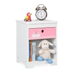 Relaxdays table de chevet pour enfant cygnes tiroir et rangement meuble nuit commode hlp: 41x32x31 cm ...