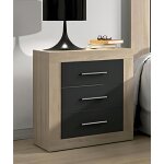 Table de nuit - pegane - ch�ne cambrian graphite - 3 tiroirs - 50x346x60 cm