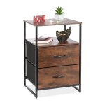Relaxdays table de chevet style industriel 2 �tag�res 2 tiroirs console aspect bois hlp�: 70x45x40�cm ...
