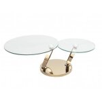 Table olympe cooper plateaux pivotants en verre pi�tement acier finition cuivre ros� dor�