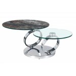 Table olympe � plateaux pivotants en verre et c�ramique anthracite