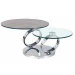 Table olympe � plateaux pivotants en verre et c�ramique ciment