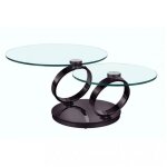 Table olympe plateaux pivotants en verre et pi�tement noir nickel