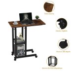Table ordinateur dappoint roulante pour lit canap hauteur rglable 65 - 90cm et 2 tagres intgres ...