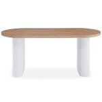 Table ovale burundi avec pieds design style colonnes bois sonoma et blanc Table ovale burundi avec pieds design style colonnes bois sonoma et blanc