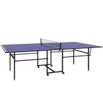 Table de ping - pong pliable compacte avec 4 roulettes bleu