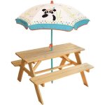 Table de pique - nique pour enfant - fun house - indian panda - bois - parasol inclus