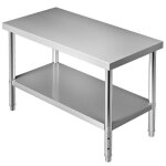 Table plan de travail en acier inox - vevor - 122x61x86 cm - �tag�re inf�rieure r�glable - table de pr�paratio ...