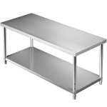 Table plan de travail en acier inox - vevor - 183x76x86 cm - Étagère inférieure réglable - table de préparatio ... Table plan de travail en acier inox - vevor - 183x76x86 cm - Étagère inférieure réglable - table de préparatio ...