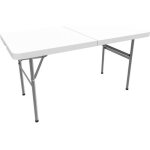 Table en plastique robuste table pliante transportable 122 x 61 cm blanc pliable en deux mat�riau: hdpe ...