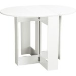 Table pliable de cuisine salle � manger - homcom - ovale extensible - panneaux particules blanc