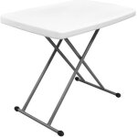 Table pliante ajustable - leogreen - 76 x 50 cm - blanc - hdpe et acier