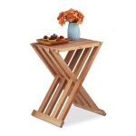 Relaxdays table pliante bois de noyer salon balcon et terrasse hlp 445x34x28 cm table dappoint pliable ...