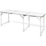 Vidaxl table pliante de camping en aluminium avec hauteur ajustable 180x60 cm 41326