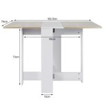 Table pliante de cuisine - homewell - capacit� 2 - 4 personnes - blanc / ch�ne - 103 x 76 x 73 cm