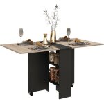 Homcom - table pliante de cuisine - panneaux de particules - 75x140x74cm - ch�ne et noir