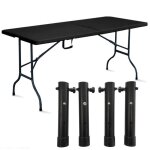 Table pliante noire 180 cm avec rhausses