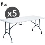 Table pliante r�ception 180cm - mob event pro - lot de 5 - 8 places - blanc et noir
