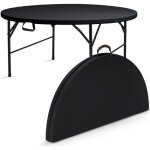 Table pliante ronde 8 personnes noire - rekkem - pliable - 150 cm - pehd