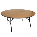 Lot de 10 tables pliantes brasserie rondes en bois 170cm - oviala Lot de 10 tables pliantes brasserie rondes en bois 170cm - oviala
