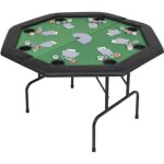Table de poker pliable - ovonni - octogonale - vert et noir - 8 joueurs - pliable