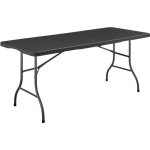 Table de r�ception pliante - terranova - noir - structure en acier et plateau en poly�thyl�ne pehd - ...