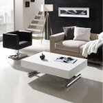 Table relevable extensible �lectrique avec batterie activa 120 / 214x38 / 77x80cm pied m�tal chrom� plateau ...