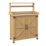 Table de jardinage outsunny bois de sapin 90. 5x41x124. 5cm jaune