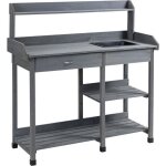 Table de rempotage outsunny bois de sapin 115x45x121cm gris