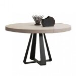 Table repas extensible aura 8 couverts 105 / 170x105cm pied m�tal noir plateau ch�ne