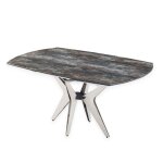 Table de repas extensible boomerang 160 / 228 x 95 cm plateau c�ramique pied acier inoxydable noir ceramique ...