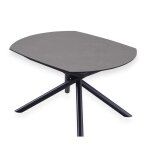 Table de repas extensible mikado plateau c�ramique ciment coll� sur verre tremp� pi�tement en m�tal noir ...