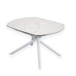 Table de repas extensible mikado plateau c�ramique marbre blanc coll� sur verre tremp� pi�tement en m�tal ...
