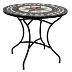 Table de repas ronde en mosaique coloris noir - d. 90 x h. 75 cm