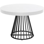 Table ronde extensible grivery blanc pieds noir