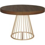 Table ronde extensible soare bois noisette pieds or Table ronde extensible soare bois noisette pieds or