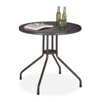 Relaxdays table ronde de jardin aspect bois plastique mtal balcon terrasse stable robuste hxd 75x80 ...