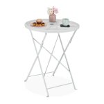 Relaxdays table de balcon trou parasol motifs terrazzo h x d : 715 x 605 cm acier pliante console ronde ...