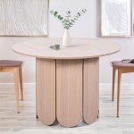 Table ronde style japandi extensible 310cm tulipa rallonges intgres bois clair