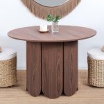 Table ronde style japandi extensible 310cm tulipa rallonges intégrées bois noisette Table ronde style japandi extensible 310cm tulipa rallonges intégrées bois noisette