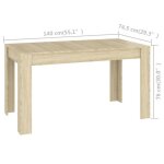 Table de salle  manger chne sonoma - kimiss - 140x745x76 cm - bois - marron - contemporain - design ...