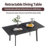Table salle  manger extensible 6 personnes table cuisine avec rallonge en marbre noir 130 - 160cm
